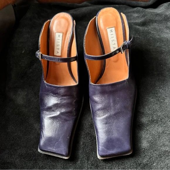 Miista ALDITH navy blue mules pumps cut out subversive designer sculpted - Picture 9 of 16